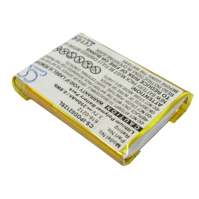 Alt view image 2 of 5 - Battery for Apple iPOD Shuffle MB226LL/A MB228LL/A 616-0212 MB519LL/A MP3 250mAh