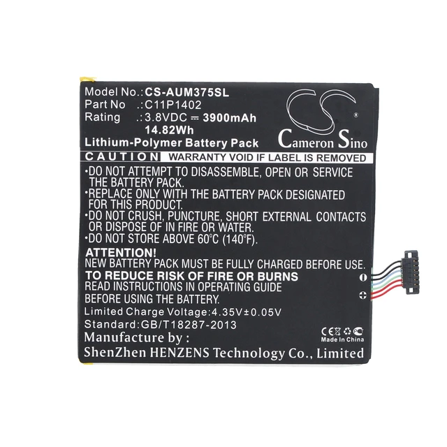 Alt view image 5 of 6 - Battery for Asus FE375CG FE375CXG K019 ME375C Padpone 7 C11P1402 CS-AUM375SL