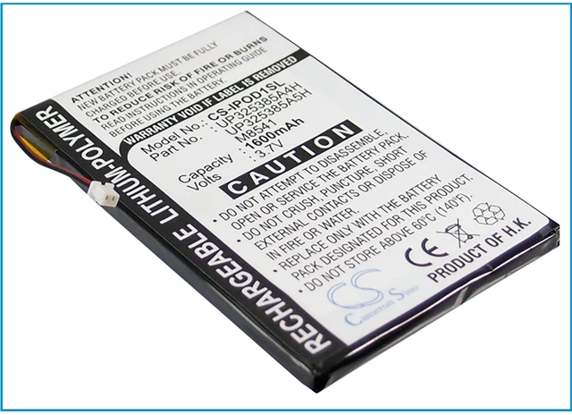 Alt view image 2 of 5 - Battery for Apple iPOD 1st 2nd Gen 1 and 2 MP3 Media Player P325385A4H 1600mAh