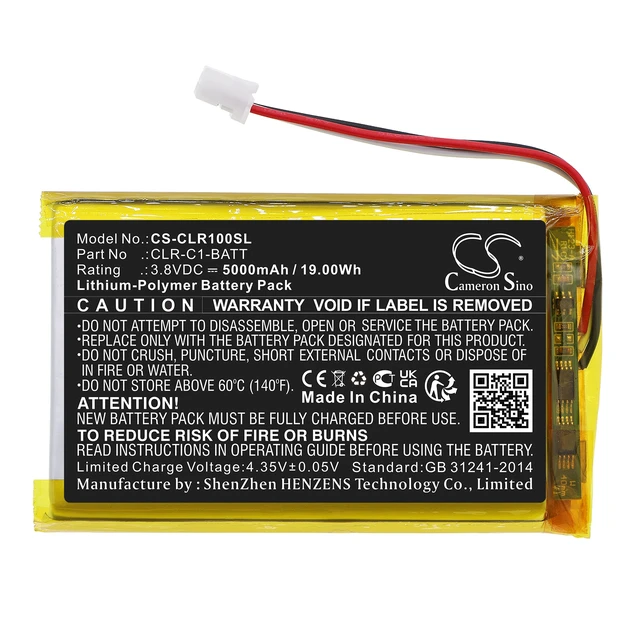 Alt view image 3 of 5 - Battery for ClareOne CLR-C1-PNL1 Smart Home Panel CLR-C1-BATT CS-CLR100SL 3.8v