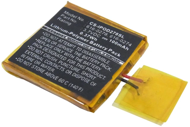 Main image of Battery for Apple iPOD Shuffle G2 1GB G3 616-0274 616-0278 MP3 Player 100mAh