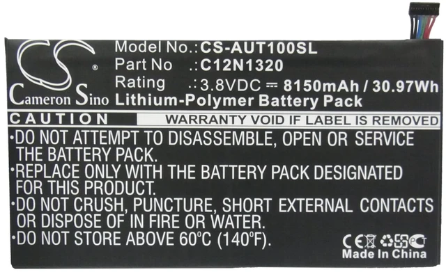 Alt view image 5 of 6 - Battery for Asus T100 Transformer Book 0B200-00720100 0B200-00720400 C12N1320