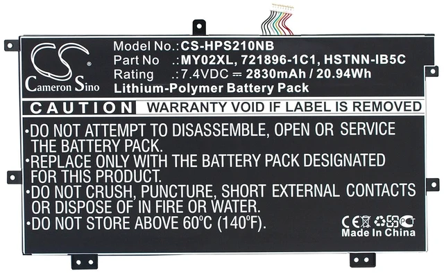 Main image of Battery for HP Pavilion 11 Slatebook x2 MY02XL TPN-Q127 HSTNN-IB5C HTSNN-IB5C