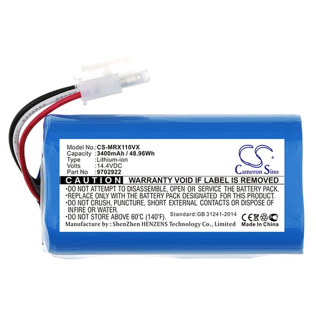 Alt view image 3 of 4 - Battery for Miele Scout RX1 RX2 60 RX3 9702922 RX1-SJQL0 CS-MRX110VX 3400mAh