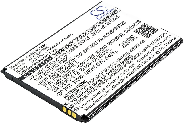 Main image of Battery for BLU S530 S550Q Studio G2 HD X8 C765539200L SmartPhone CS-BLS530SL