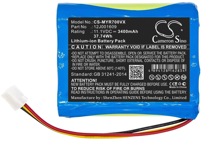 Alt view image 3 of 6 - Battery for Moneual 12J001609 Vacuum Everybot RS500 RS700 CS-MYR700VX 3400mAh