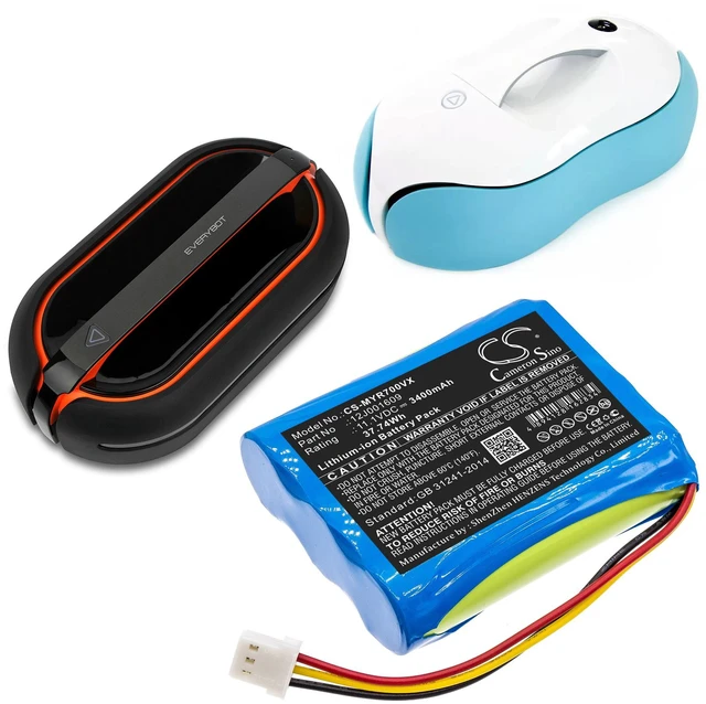 Alt view image 6 of 6 - Battery for Moneual 12J001609 Vacuum Everybot RS500 RS700 CS-MYR700VX 3400mAh