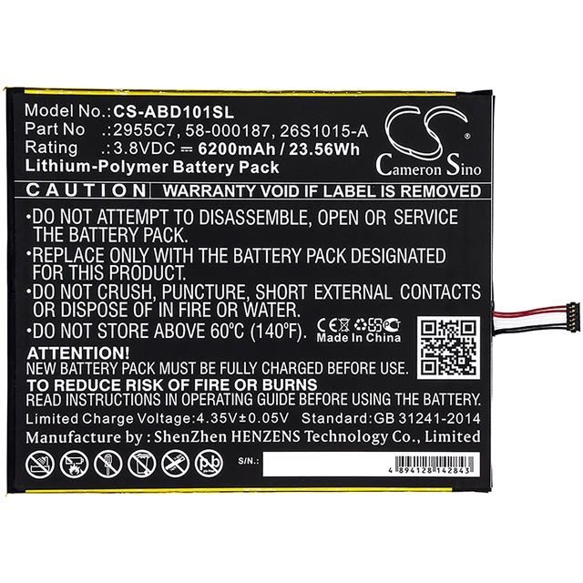 Alt view image 3 of 4 - Battery for Amazon Kindle Fire HD 10.1 7th SL056ZE 26S1015-A 58-000187 Tablet