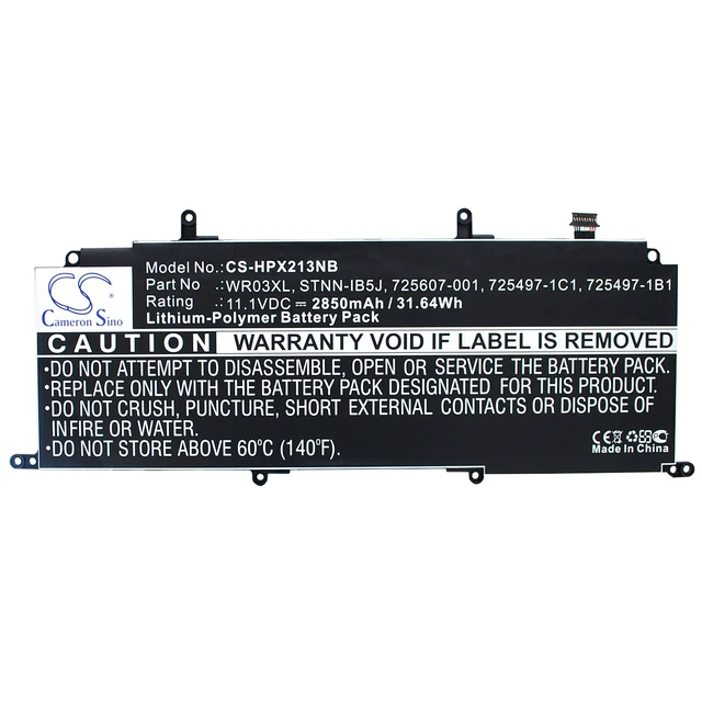 Alt view image 5 of 6 - Battery for HP Pavilion Split 13-M000 X2 TPN-Q133 725607-001 HSTNN-DB5J WR03XL