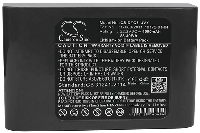 Alt view image 5 of 5 - Vacuum Battery for Dyson 18172-0201 917083-03 DC31 Animal DC34 DC35 DC44 4000mAh