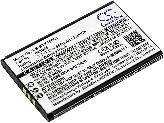 Main image of Battery for BT Elements 1K 043048 CS-BTK100CL Cordless Phone 3.7v 650mAh Li-ion