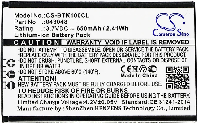 Alt view image 3 of 3 - Battery for BT Elements 1K 043048 CS-BTK100CL Cordless Phone 3.7v 650mAh Li-ion