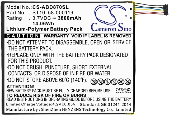 Alt view image 3 of 6 - Battery for Amazon Kindle Fire HD 10 10.1 SR87CV SR87MC 26S1008 58-000119 ST10A