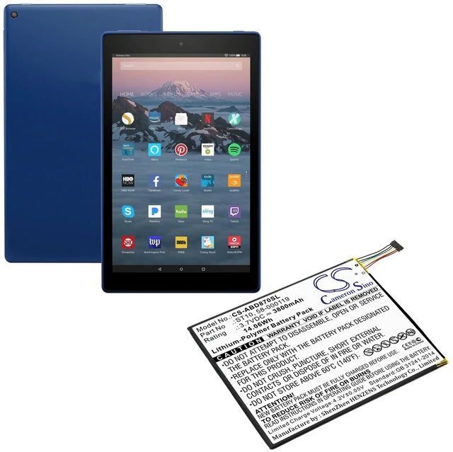 Alt view image 6 of 6 - Battery for Amazon Kindle Fire HD 10 10.1 SR87CV SR87MC 26S1008 58-000119 ST10A