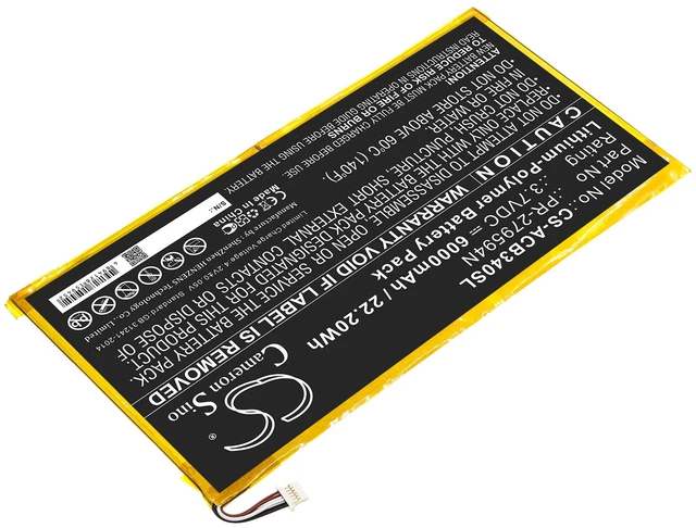 Alt view image 2 of 5 - Battery for Acer Iconia One 10 B3-A40 PR-279594N PR-279594N(1ICP3/95/94-2) 6Pin