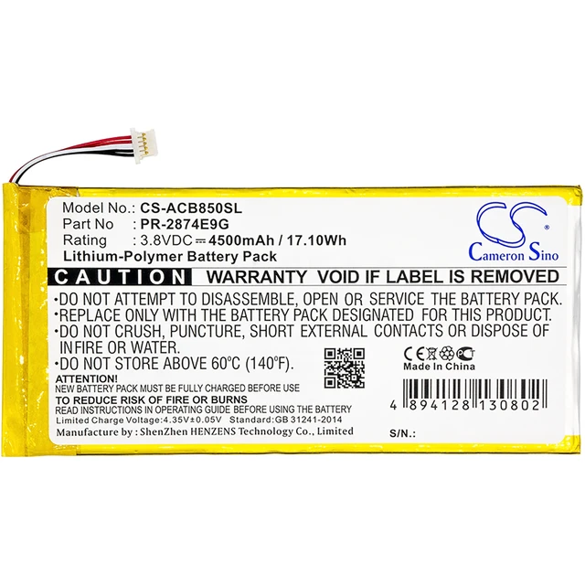 Alt view image 3 of 4 - Battery for Acer A6001 B1-850-K35X Iconia One 8 B1-850 PR-2874E9G CS-ACB850SL