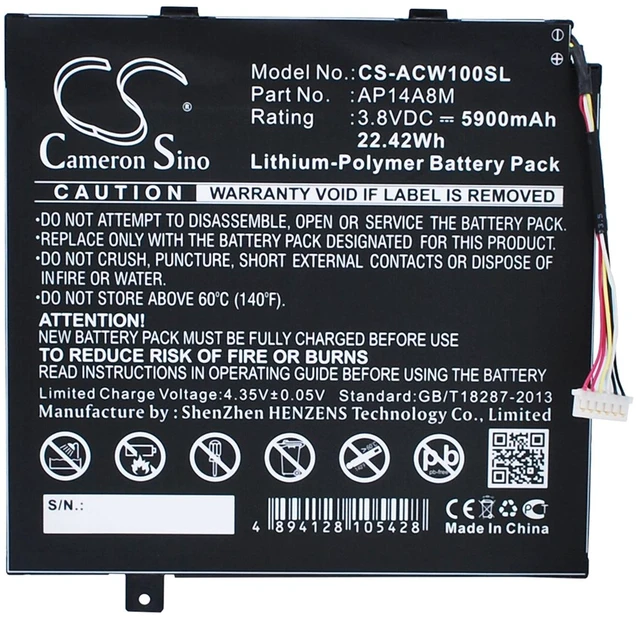 Main image of Battery for Acer Aspire Switch Iconia Tab 10 11V AP14A4M AP14A8M KT.0020G.004