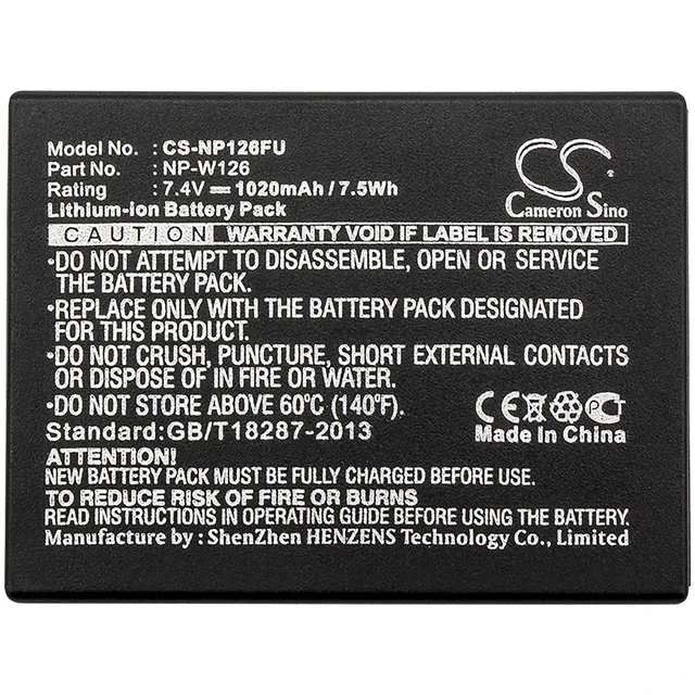 Alt view image 3 of 3 - Battery for Fujifilm HS30 HS50 X-A1 X-E3 X-H1 X-M1 X-Pro1 X-T10 NP-W126 NP-W126S