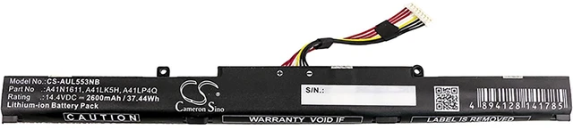 Alt view image 5 of 6 - Battery for Asus ROG STRIX GL553VD DS71 A41LK5H A41LP4Q A41N1611 OB110-00470000