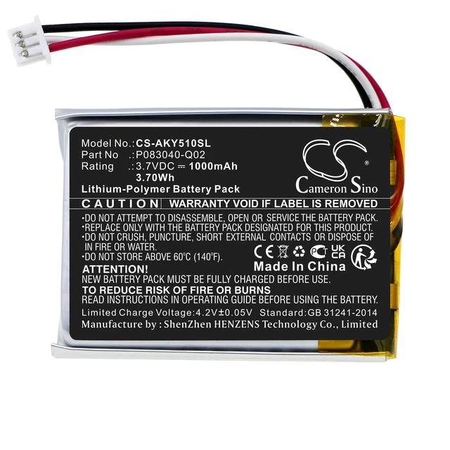 Alt view image 3 of 5 - Battery for AKG C50BT Y50BT P083040-Q02 Bluetooth Headphones CS-AKY510SL 3.7v