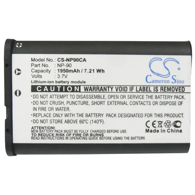 Alt view image 5 of 5 - Battery for Casio Exilim EX-FH100 EX-H10 EX-H15 EX-H20G EX-Z2000 NP-90 NP-90DBA