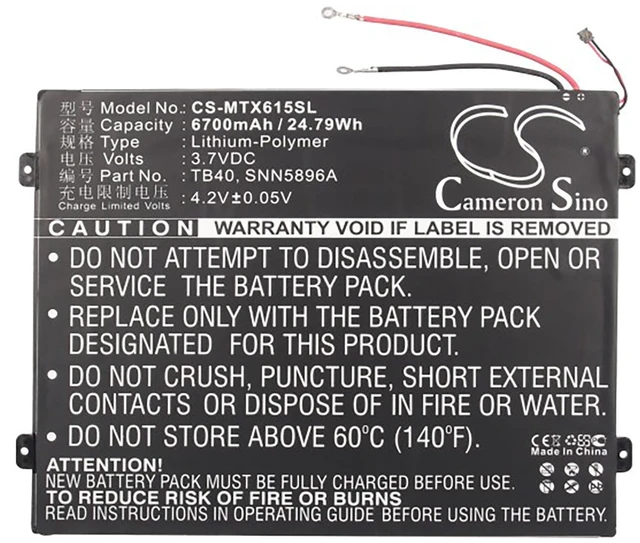 Alt view image 5 of 5 - Battery for Motorola MZ615 MZ616 MZ617 Xoom 2 10.1 L-L-L DC110510 SNN5896A TB40