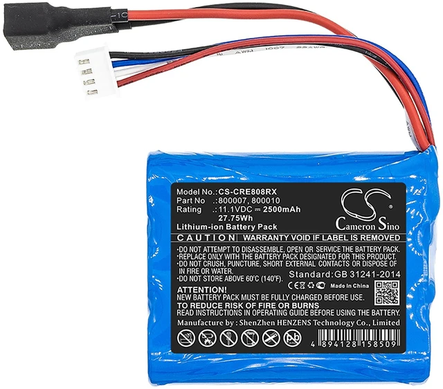 Alt view image 3 of 5 - Battery for Carrera 800007 800010 CS-CRE808RX RC Car 11.1v 2500mAh 27.75Wh