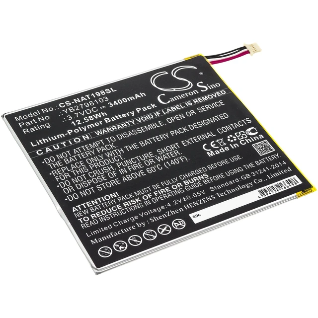 Main image of Battery for ONN ONA19TB002 Tablet 8 8" YB2798103 CS-NAT198SL 3400mAh 12.58Wh