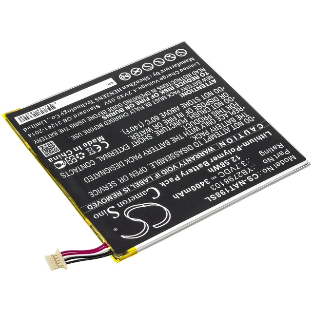 Alt view image 2 of 6 - Battery for ONN ONA19TB002 Tablet 8 8" YB2798103 CS-NAT198SL 3400mAh 12.58Wh