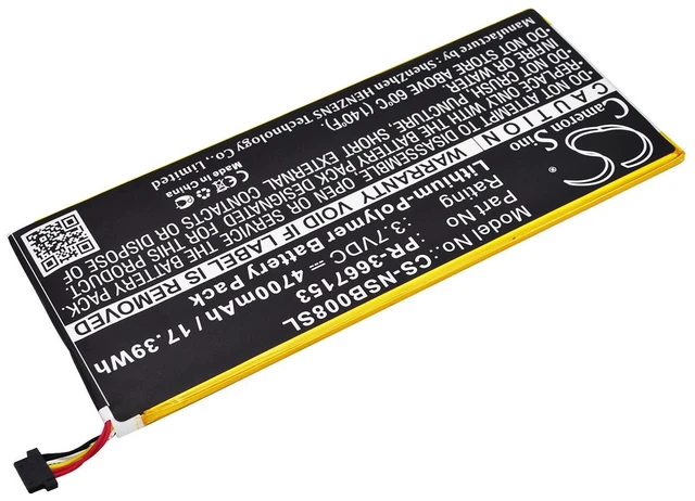 Alt view image 2 of 6 - Battery for Nabi DMTAB-NV08B Dreamtab 8" PR-3667153 Tablet CS-NSB008SL 4700mAh