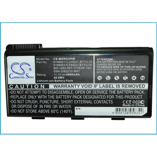 Alt view image 5 of 5 - Battery for MSI A5000 A7200 CR500 957-173XXP-101 -102 BTY-L74 BTY-L75 MS-1682
