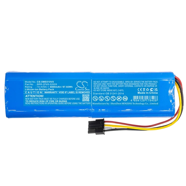 Alt view image 3 of 5 - Battery for Dreame D10 Xiaomi STYTJ01ZHM BRR-2P4S-5200S P2008-4S2P-MMBK 6800mAh