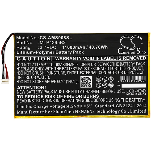 Alt view image 3 of 4 - Battery for Autel MaxiSys CV MS908 Pro MS908P MY908 MLP4395B2 MLP4795117-2P