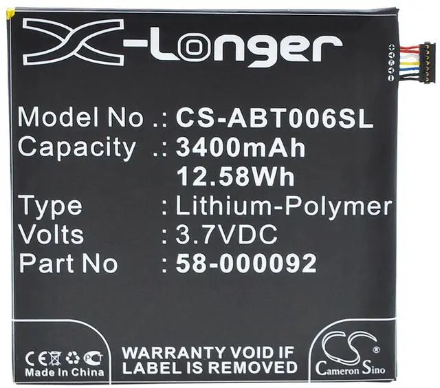 Alt view image 2 of 6 - 3400mAh 26S1006, 58-000092 Battery for AMAZON Kindle Fire HD 6, ST06, Fire HD 6