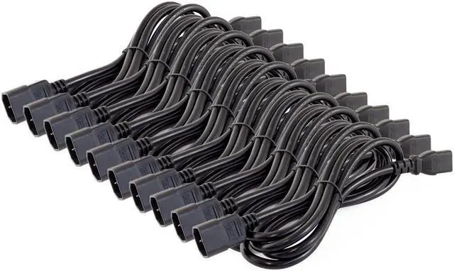 Main image of 10-pack Power Extension cable 6ft Black C13 Female C14 Male 16AWG 10A 110V-250V