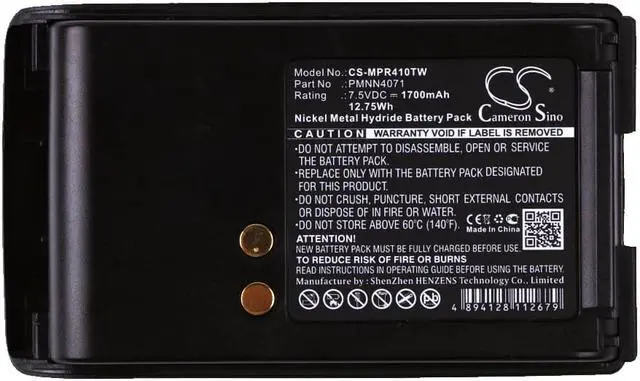 Alt view image 5 of 5 - Battery for Motorola PMNN4071 PMNN4071A Bearcom BC130 A6 A8 Mag One BPR40 NEW