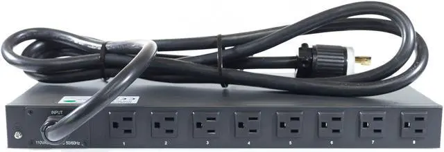 Alt view image 2 of 3 - Smart Switched Rack Mount 1U PDU | 125V 30A | L5-30P 8 x 5-15r