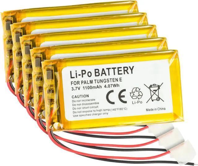 Main image of 5-Pack of Batteries for Palm Tungsten E, T5, TX, PDA 1200mAh - UP383562A US383562A A6