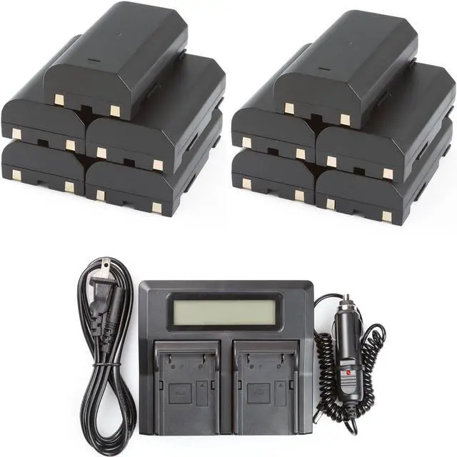 Main image of 10 Batteries + LCD Dual Rapid Battery Charger for Trimble EiDLi1 5700 5800 R7 R8