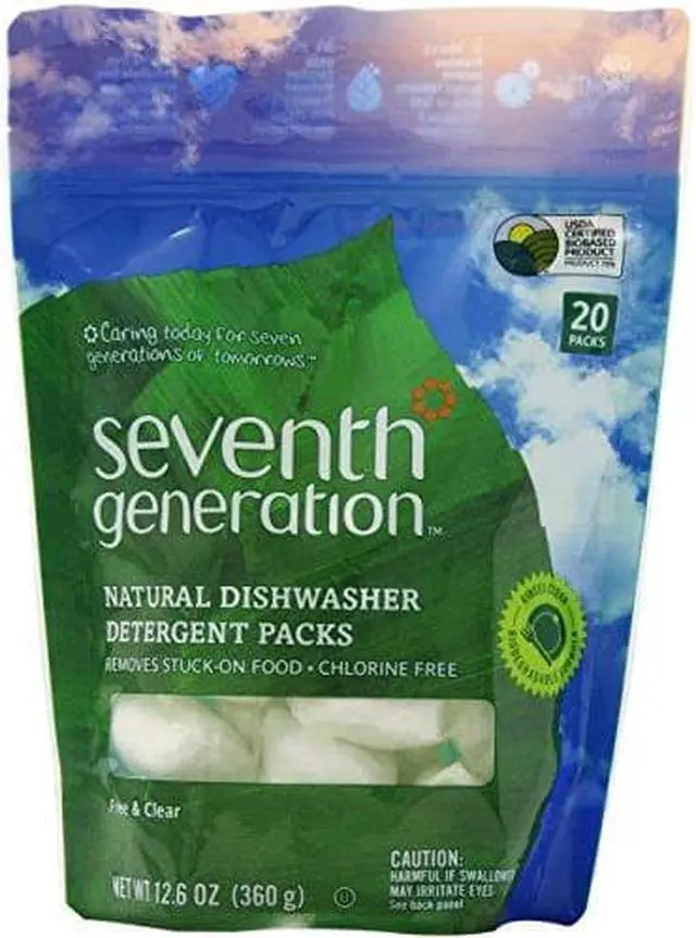 Alt view image 4 of 17 - Seventh Generation 22818PK Natural Dishwasher Detergent Concentrated Packs, Free & Clear, 20 Packets/Pack, 1 Pack