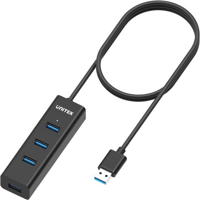  Unitek 4-Port USB 3.0 Hub, 4 Ft Long Cable USB Extension  Multiple Port Splitter with Micro USB Charging Port Compatible for Windows  PC, Laptop,Flash Drive,Wireless Mouse Keyboard 1.2 M - Black 