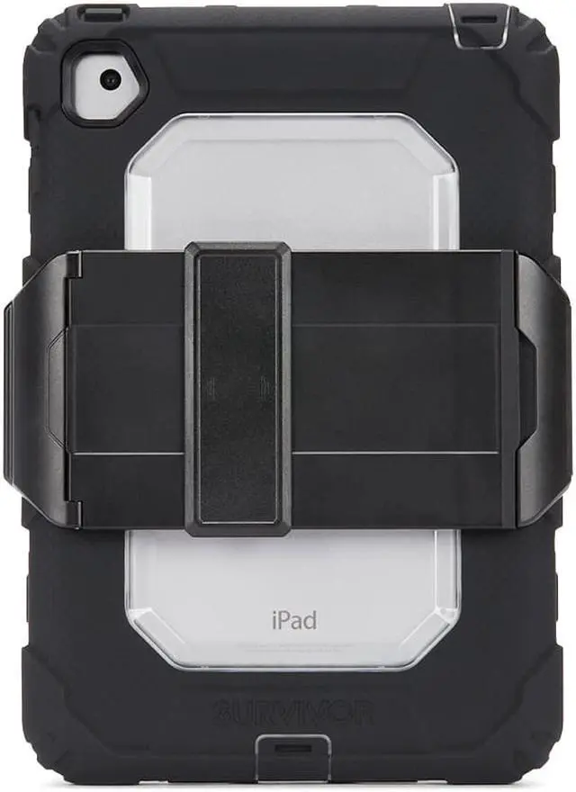 Alt view image 2 of 6 - Griffin Survivor All-Terrain iPad mini 4 Case with Stand - Impact-Resistant and Rugged Design, Black/Clear