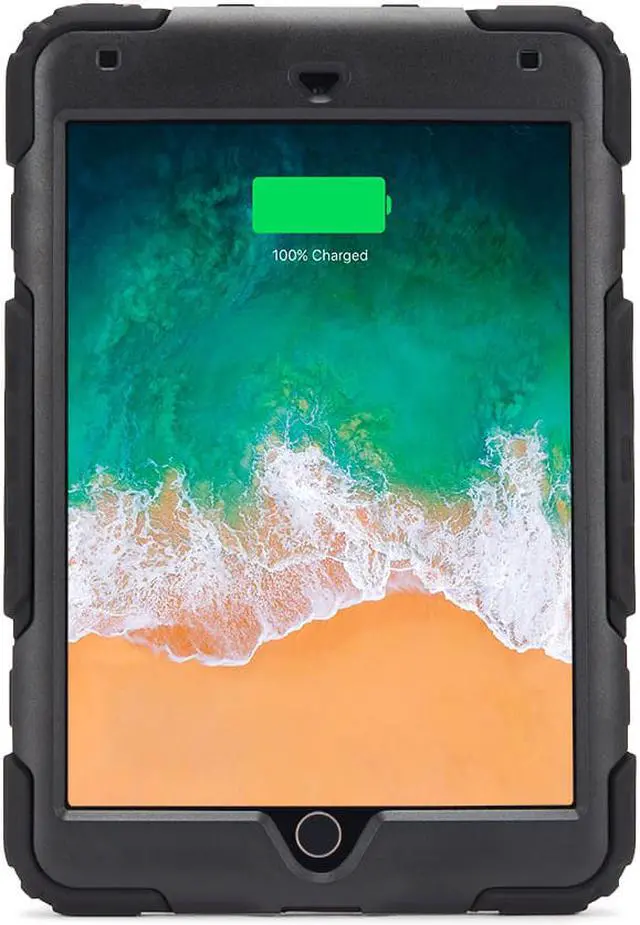 Alt view image 4 of 6 - Griffin Survivor All-Terrain iPad mini 4 Case with Stand - Impact-Resistant and Rugged Design, Black/Clear