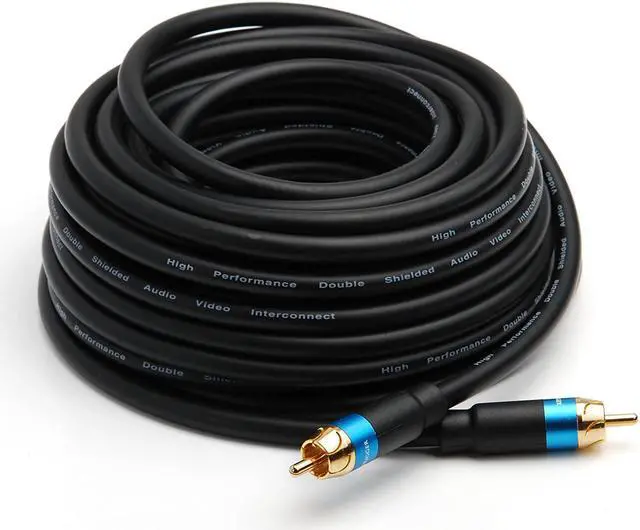 Alt view image 4 of 6 - BlueRigger Dual Shielded Subwoofer Audio RCA Cable with Gold plated connectors - 35 Feet