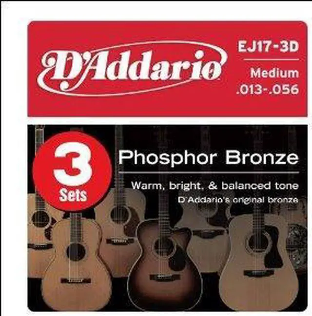 Alt view image 2 of 14 - D'Addario EJ17 Acoustic Guitar Strings - Medium - 3 Pack