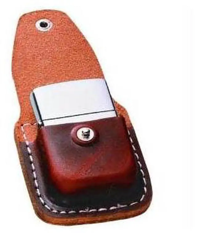 Alt view image 2 of 9 - Zippo ZO17020 Lighter Lighter Pouch Brown Leather Attaches To Belt W/ Clip Light
