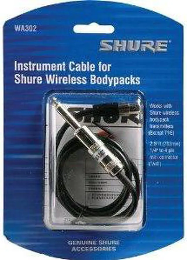 Main image of Shure WA302 Instrument Cable for Body-Pack Transmitters, 2'
