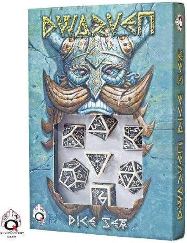 Alt view image 2 of 2 - Beige & Black Dwarven Dice Set (7)
