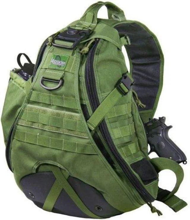 Alt view image 12 of 13 - Maxpedition 0410G Monsoon Gearslinger Bag 14"x6"x20" - Olive Drab Nylon