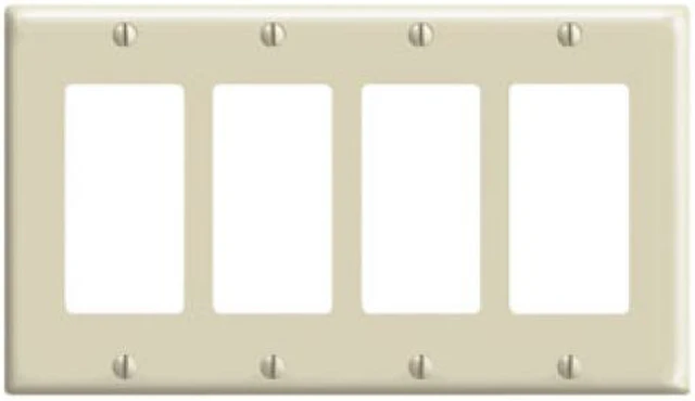 Main image of Leviton 80412-W Decora Wallplate, 4-Gang, Thermoset, White